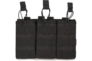 HUNTVP Tattica Uno/Triplo Porta Caricatori Pistola Molle Open Top Mag Pouch Elastico per riviste M4/ M16/ AR-15, per Uomo Softair Escursionismo Campeggio, Nero/Marrone