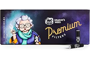 GRANNY'S WEED Granny's® Exclusive Slim Aktivkohlefilter | Ø 5.9 mm Filtertips | Aus veganer Kokosaktivkohle | 100 Stück in Schwarz in hochwertiger Magnetverpackung | Kohlefilter für Selbstdreher