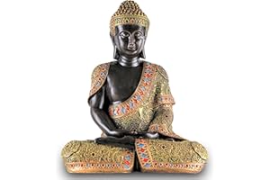 Garden PlGarden Pley - Buda de la Suerte 41 cm (Dorado) – Budas Grandes de Jardin en Piedra Artificial para Decoracion Jardin Exterior. Estatuas Decorativas Grandes y Figuras de Budas.