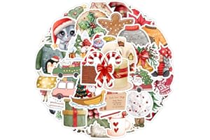 FloraVigo Naklejki dziecięce, 100 sztuk świątecznych naklejek z kreskówek, zabawne naklejki, wodoodporny winyl, piękna atmosfera bożonarodzeniowa, nadają się do butelek z wodą, scrapbookingu, telefonu