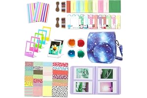 Leebotree Instantané Caméra Accessoires Compatible avec Instax Mini 12 Appareil Photo, Le Package Comprend Housse de Caméra,Album, Cadres, Autocollant de Bord and Coin(Violet Étoilé)
