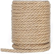 ZEONHAK Corda di iuta naturale, 50 m x 8 mm, corda di canapa intrecciata, corda di iuta Manila per tiragraffi, spago per bagagli
