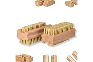 ‎TOOLSPACE ToolSpace 2x Szczotka do czyszczenia paznokci - Drewniana szczoteczka do paznokci, usuwanie brudu, poprawa krążenia - Drewno bukowe - Twarde, elastyczne i wytrzymałe włosie - Agawa Tampico Włosie