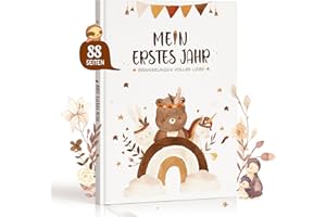 HYGGARTN Mein erstes Jahr (Boho) - Babytagebuch - Babyalbum erstes Jahr - Baby Album - Erinnerungsbuch Baby - Babybuch zum Eintragen - Mädchen und Jungen, Fotoalbum Baby, Baby Geschenk