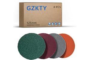 GZKTY 8-Pack 125mm (5") Hook & Loop Scouring Pads - Abrasive Scrubbing Discs for Metal, Wood, Auto, Tile & Plastic - Rust Removal, Polishing & Deep Cleaning