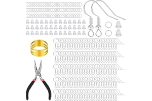 Azushwer 602pcs Earring Making Supplies, Hypoallergenic 925 Silver and Gold Plated Earring Hooks, with Fish Hooks, Metal Jump Rings, Clear Silicone Backs Stoppers for DIY (Silver)