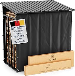 Gartenzeit® Kaminholzregal Außen XXXL 186x105x185cm – 3,45m³, 5,25SRM, Metallrahmen 30x30mm, Metalldach, feuerverzinkt, 105cm tief, Brennholzregal Holzstapelhilfe Holzunterstand Außen… (FH_003)