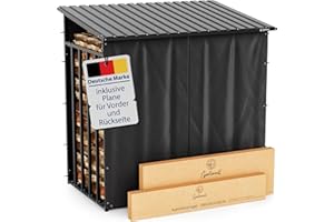 Gartenzeit® Kaminholzregal Außen XXXL 186x105x185cm – 3,45m³, 5,25SRM, Metallrahmen 30x30mm, Metalldach, feuerverzinkt, 105cm tief, Brennholzregal Holzstapelhilfe Holzunterstand Außen… (FH_003)
