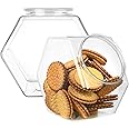 DilaBee 2-Pack Plastic Cookie Jar - 1.5 Gallon Large Candy Jar for Classroom, Kitchen & Office Desk - Clear Plastic Jars with Lids for Cookies, Candies & Dry Food - Plastic Jar with Labels BPA-Free