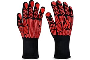 ‎FITFETS FITFETS Grillhandschuhe (Hitzebeständig), Ofenhandschuhe, rutschfeste Silikon - Feuerfeste Handschuhe, BBQ Handschuhe, Küchenkochhandschuhe