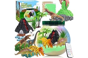 MYDOVA Dinosaurier Spielzeug, DIY Dinosaurier Terrarium Set mit Timing Fernbedienung und farbigen Lichtern, Nachtlicht Selber Basteln Kinder, Wissenschaftliche Bastelsets, Weihnachten Geschenke für Jungen
