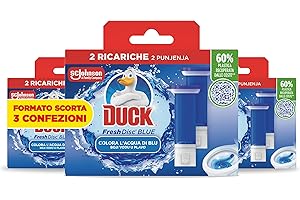 Duck Fresh Discs - Dischi gel igienizzanti WC, Colora l'acqua di blu ad ogni risciacquo - Formato Scorta da 6 Ricariche, 36 Dischi Gel Igienizzanti WC