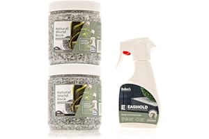 Paloma & Nero Marble Fixed Stone Kit - Pack of 2x Natural World Rock Plant Topper Stones 2kg Tubs & 200ml Easihold Stone Fixing Spray | 4kg | 5mm Dia. Stones | Home & Garden Plant Pots and Decorations