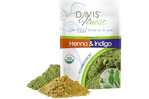 Davis Finest - Henna & Indigo Powder - 200g Combo Pack (100g Each) - 100% Organic Hair & Beard Dye - Natural Colouring for Men & Women - Softening, Thickening & Volumising - PPD-Free & Vega