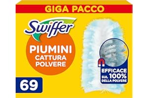 Swiffer Duster Piumini Cattura Polvere, 69 Piumini, Cattura e Intrappola Polvere e Sporco, Raggiunge I Punti più Difficili della Casa, Giga Formato