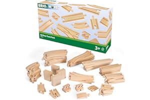BRIO World 50 Piece Train Track Pack for Kids Age 3 Years Up - Wooden Railway Accessories and Add Ons