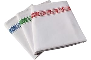 QUICK CLEANING SUPPLIES Pack of 10 Cotton Glass Cloth Tea Towel XL (50 x 70 cm) – Glass Polishing Cloth for Drying up Cloths - Colour Coded Cleaning Cloths – Catering Professional Tea Towels