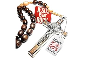 SANCTUM VERITAS Genuine Made in Italy Blessed by Pope Francis Rosary Necklace rosary for car rearview mirror rosarios catolicos para hombre Medal Cross Saint Benedict Patron Saint of Students, Christian Values Honor