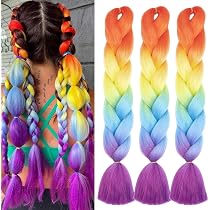 Ombré-Flechthaarverlängerungen – 61 Cm, 3 Packungen, Grün-Gelb, Für Box Braids