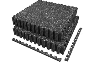 AIRHOP 6 Tapis 60x60x1,4 cm Tapis de Fitness d'Équipement avec Surface en Caoutchouc Robuste et Épais, Tapis de Protection de Sol en Puzzle pour Salle de Sport et Domicile