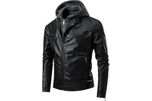 TONY BACKER - Giubbotto Uomo In Pelle Sintetica Con Cappuccio Removibile, Adatto Come Giacca Moto E Giacca Invernale Uomo, Imbottitura Interna, Stile Casual