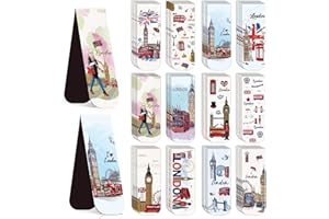 Eiapadeor London Magnetic Bookmark Gifts - 48 Pcs British Book Marks Magnets for Women UK England Magnetic Bookmarks City Travel Page Marker Clip for Students Teacher Reading London Lover Souvenirs
