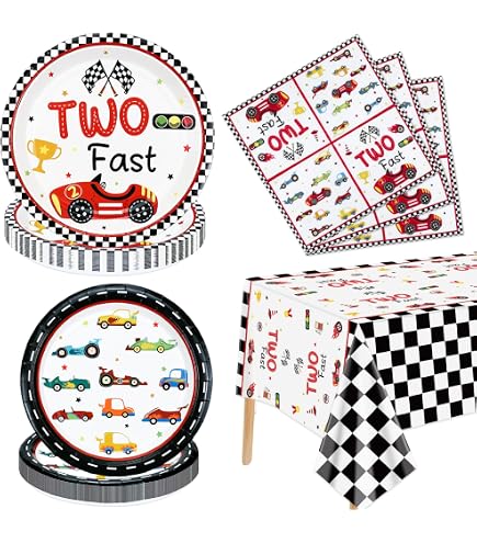Decorazioni Per Torta A Tema Auto Da Corsa Fast One - Set