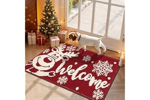 ‎SHACOS SHACOS Weihnachten Fußmatte Innen Fussmatte Aussen Schmutzfangmatte, Schlingenflor rutschfeste Fußabtreter, Fussmatten Haustür, Eingangsteppich, Geschenke zur Weihnachtsdekoration, Elch, 60 x 90 cm