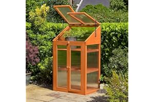 FAHD Traders Premium Wooden Mini Greenhouse – 3-Tier Cold Frame with Adjustable Roof, Lockable Doors & UV-Proof Polycarbonate Glazing (H120 x W69 x D51cm)