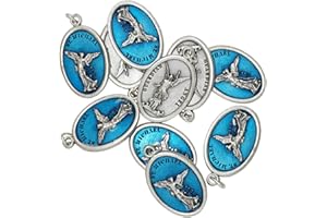 lazzaro italy Médaille Saint Michel Archange et Ange gardien plaqué argent - 10 médailles bleues