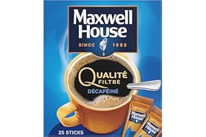 Maxwell House Café Soluble 25 Sticks Décaféiné Qualité Filtre