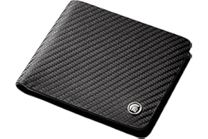 POWR Mens Wallet, RFID Blocking Carbon Fibre Bifold Card Holder, 6 Slots with 2 Note Compartments, Id Window Slot, Stylish Minimalist Design Gift Box (Black Tan)