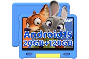 Laptok 10 Inch Kids Tablet, Android 15 Tablet for Kids with 20GB+128GB+1TB Expand｜Octa-Core｜Face ID｜5MP+8MP｜Parental Control｜WiFi 6｜BT 5.3｜Dual Speakers｜Protective Case(Blue)