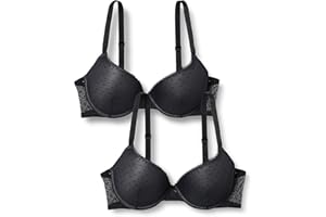 Iris & Lilly Sujetador Push-Up de Malla Mujer, Pack de 2