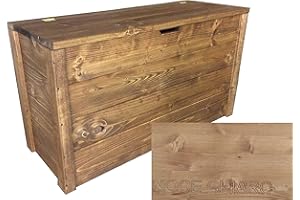 TOTAL WOOD 2012, Arcón de Madera, Natural Impregnada, Modelo Matej, Arcón con Tapa para Interiores y Exteriores (90x35x50, Nogal claro)