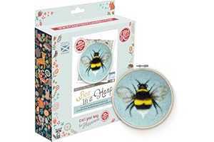 The Crafty Kit Company Needle Felting Craft Kit - Bee in a Hoop! | 100% Corriedale Wool DIY Felt Craft Kit – Handmade Gift for Adults, Teens & Beginners | Age 10+