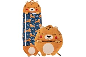BESCH Saco Dormir Infantil Estilo Animal 2 en 1 Plegable con Almohada - Saco para Niños Menores de 135-180cm Super Suave y Divertida…
