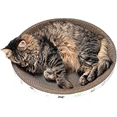 Rotipet Karton Kedi Tırmalama ve Yatak, Yuvarlak, 45x9 cm, Kahverengi, Kedi Desenli