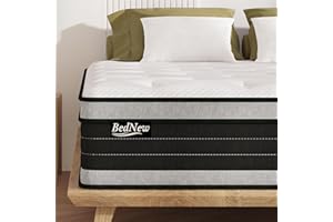 Bednew Double Mattresses 4FT6, 10.3 Inch Medium Firm Double Mattress with Breathable Foam and Pocket Spring For Cool Comfort Sleep, Innerspring Hybrid Mattress Double (135x190x26cm)