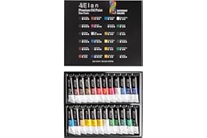 Elan Pittura a olio - 24 tubi da 12 ml, kit di pittura ad olio su tela, per adulti