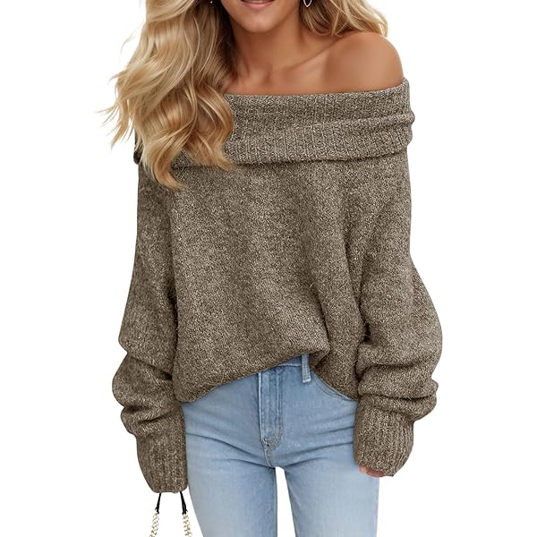ONLY Damen Pullover Off Shoulder - Langarm Strickpullover Normalpassage - Bequem & Stylisch
