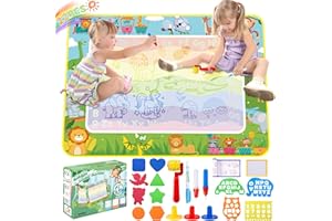 DICLLY Agua Dibujo Pintura,120 * 90 cm Agua Doodle Esteras Mágicas,con Juego de Herramientas de Pintura,Juguetes Juegos Regalo Niños Niña para 2 3 4 5 6 7 8 Años