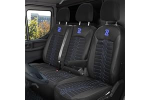 LUCARO Sitzbezüge Auto für Volkswagen Crafter 2, Man TGE 1+2 Blau Auto Sitzbezüge Man TGE, Volkswagen Crafter 2 - Robuster und Bequemer Sitz - Ergonomische Car Seat Cover - Öko-Leder-Sessel