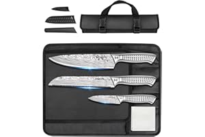 MOSFiATA Set di 3 Coltelli da Cucina con Custodia, Borsa con Coltelli per Chef Campeggio Barbeque