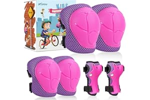 ‎KUYOU Knieschoner Kinder Schoner Set Inliner Schützer 6 in 1 Schutzausrüstung für 3-7 Jahre Kinder Ellenbogenschoner Handgelenkschoner Protektoren für Skateboard Roller Skaten Fahren