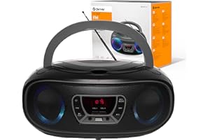 DENVER TCL-212BT Bluetooth Boombox mit Top-Loading CD-Player, USB MP3-Wiedergabe, FM-Radio, AUX und 2x2W RMS