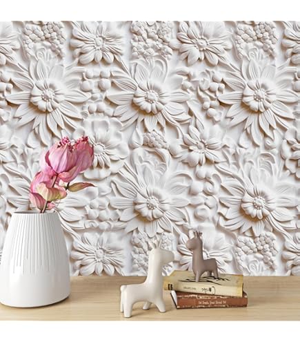 fotobehang vintage bloemen multicolor op zwart van ESTAhome