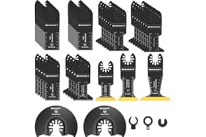 EXKRAEFT 50 PCS Titanium Multi Tool Blade for Metal, Wood and Drywall, Japanese Teeth Oscillating Saw Blades for Wood, Universal Multitool Blades Fit Milwaukee Ryobi Rockwell Fein and More