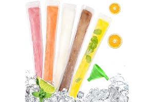 FIVEMILEBRO 100 Stück Popsicle Taschen, Popsicle Formen Beutel, BPA-frei Eis Pop Beutel, mit einem Trichter, für Joghurt, Eisbonbons, Eiscreme