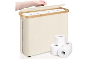 Mittimiya Rangement Papier Toilette, avec fenêtre Transparente, Couvercle et poignée, Réserves à Rouleaux de Panier Papier Toilette pour 12 Rouleaux/9 Grands